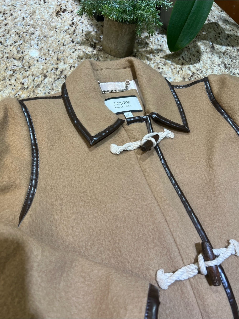 J. Crew Camel Wool/Cashmere Toggle Coat in Italian Wool with Dark Trim 10 - Picture 4 of 9